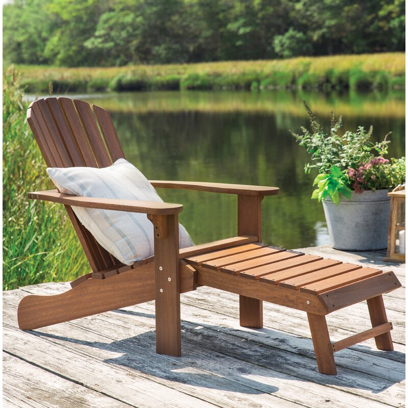 Solid wood adirondack chair with ottoman